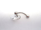 Heart Clear Crystal Dangle Barbell Bar VCH Jewelry Clit Clitoral Hood Ring 16 gauge 16g - I Love My Piercings!