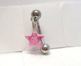 Star Pink Crystal Dangle Barbell Bar VCH Jewelry Clit Clitoral Hood Ring 16 gauge 16g - I Love My Piercings!