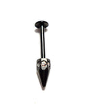 Black Titanium Clear Crystal Longer Spike Flat Back Stud Straight Post 16 gauge - I Love My Piercings!