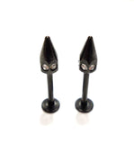 Pair Black Titanium Clear Crystal Snake Spider Lip Bites Studs 16 gauge 16g - I Love My Piercings!