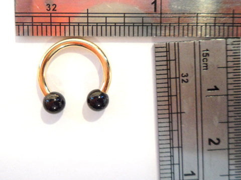 Black Gold Balls Titanium Lip Cartilage Nipple Helix Horseshoe Ring 14 gauge 14g - I Love My Piercings!