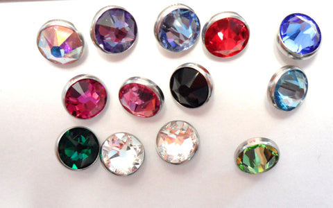 Large Big Gem 7 mm Crystal CZ Dermal Anchor Tops 14 gauge 14g Universal - I Love My Piercings!