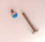 Surgical Steel Blue Opalite Stud Post Lip Tragus Cartilage Ring 16 gauge 16g - I Love My Piercings!