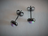 Black Titanium Purple Opal Earring Studs Posts Ear Cartilage 20 gauge 20g