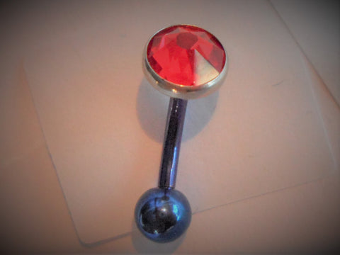 Grade 23 Titanium Red Gem Purple Blue Bar VCH Clit Clitoral Hood Ring 14 gauge - I Love My Piercings!