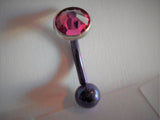 Deep Purple Pure Titanium Fucshia Crystal Gem VCH Vertical Clit Hood 14 gauge - I Love My Piercings!