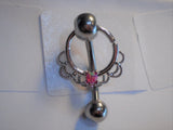 Surgical Steel Pink Opal Dangle Hoop Filigree VCH Clit Clitoral Hood Ring 14g - I Love My Piercings!