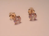 14k Real Gold Studs with Clear Faucet Cut Crystals