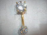 18k Gold Plated Clear Bling Solitaire Gem Ball VCH Clitoral Clit Hood 14 gauge - I Love My Piercings!