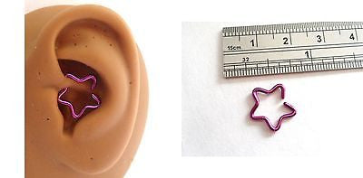 Purple Titanium Plated Star Daith Piercing Barbell Fancy Stud 16 gauge 16g - I Love My Piercings!