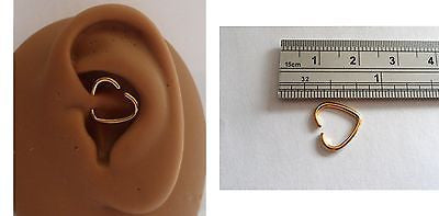 Gold Titanium Plated Heart Daith Piercing Barbell Fancy Stud 16 gauge 16g - I Love My Piercings!