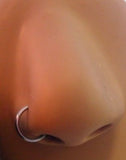 Silver Steel Segment Nose Hoop Ring No Ball Nostril Barbell 18g 18 gauge 8mm - I Love My Piercings!