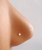 Sterling Silver Nose Studs L Shape Thin Posts Rings 22 gauge 22g AB Crystal - I Love My Piercings!