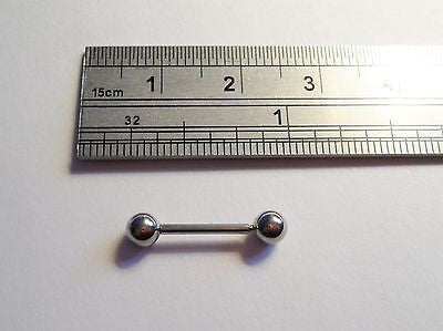 Surgical Steel Straight Barbell 16 gauge 16g 3/8 inch 10mm Balls 4mm - I Love My Piercings!