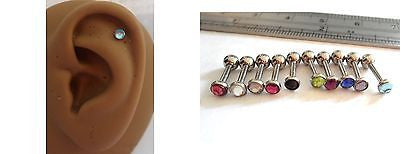 10 Crystal Helix Cartilage Tragus Straight Barbells Rings Studs 16 gauge 16g - I Love My Piercings!