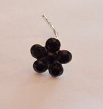 Sterling Silver Nose Stud Pin L Shape BIG Flower 20g 20 gauge Crystal Black - I Love My Piercings!