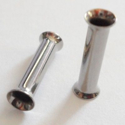Pair 2 pieces Double Flare Silver Surgical Stainless Steel Tunnels 12 gauge 12g - I Love My Piercings!