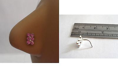 Purple Double Row Nose Ring Stud Pin L Shape Sterling Silver 20 gauge 20g - I Love My Piercings!