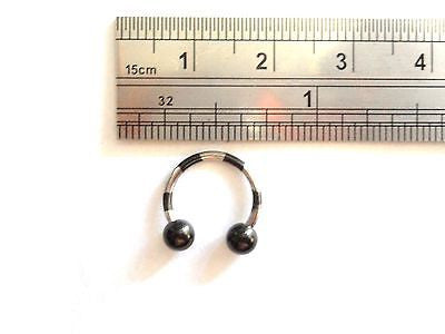 Black Silver Titanium Horseshoe Circular Lip Helix Septum Hoop Ring 16 gauge 16g - I Love My Piercings!