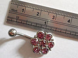 Surgical Steel Large Flower Belly Ring Barbell Purple Crystal 14 gauge 14g - I Love My Piercings!