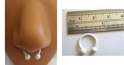 White Titanium Plated Ball Septum Half Hoop Horseshoe Ring 14 gauge 14g - I Love My Piercings!