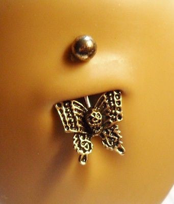 Copper Titanium Butterfly Skull Belly Ring 14 gauge 14g - I Love My Piercings!