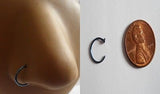 Blue Titanium Open Hoop Nose Ring Stud 20 gauge 20g 8mm Diameter - I Love My Piercings!