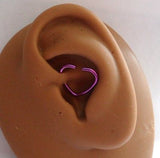 Purple Titanium Plated Heart Daith Piercing Barbell Fancy Stud 16 gauge 16g - I Love My Piercings!