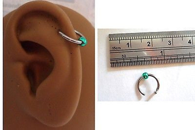 Ear Cuff Fake Helix Cartilage Piercing Jewelry Ear Hoop Single Green Ball - I Love My Piercings!