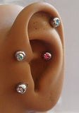 4 Surgical Steel Crystal Gem Balls Cartilage Tragus Conch Barbells 16 gauge 16g - I Love My Piercings!