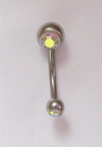 Surgical Steel VCH Hood Gem Top Curved Barbell AB Crystal 14 gauge 14g - I Love My Piercings!