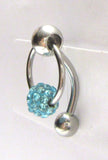 Aqua CZ Crystal Ball Dangle Bar VCH Jewelry Clit Clitoral Hood Ring 14 gauge 14g - I Love My Piercings!