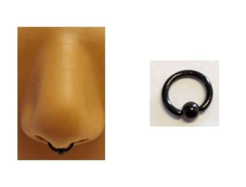 Nose Ring SEPTUM Nostril BLACK Hoop 14 gauge 14g 8mm - I Love My Piercings!