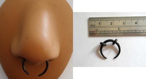 Black Titanium Hoop Pincher Septum Nose Ring 12 gauge 12g - I Love My Piercings!