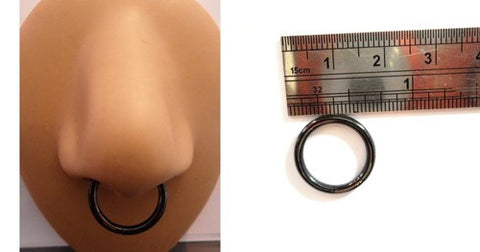 Black Titanium Segment Septum Nose Ring Hoop Barbell 12g 12 gauge 12mm Diameter - I Love My Piercings!