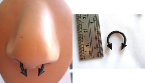 Black Titanium Plated Half Hoop Spikes Spiked Septum Nose Ring 14g 14 gauge - I Love My Piercings!