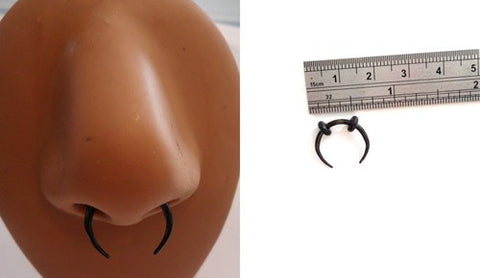 Black Titanium Hoop Pincher Round Tapered Septum Nose Ring 14 gauge 14g - I Love My Piercings!