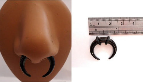 Black Titanium Hoop Pincher Round Tapered Septum Nose Ring 4 gauge 4g - I Love My Piercings!