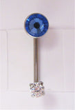 Internally Threaded Blue Clear Flat Gem CZ VCH Jewelry Clitoral Hood 14 gauge - I Love My Piercings!