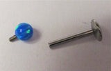 Surgical Steel Blue Opal Ball Stud Post Lip Tragus Cartilage Ring 16 gauge 16g