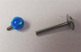 Surgical Steel Blue Opal Ball Stud Post Lip Tragus Cartilage Ring 16 gauge 16g - I Love My Piercings!