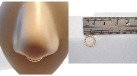 Coiled Enamel Non Tarnish Septum Hoop Ring 16 gauge 16g Gold 8mm Diameter - I Love My Piercings!