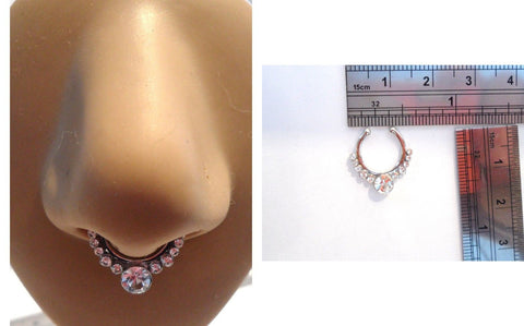 Surgical Steel Silver Fake Faux Clear Crystal Loop Septum Hoop Ring 18 gauge - I Love My Piercings!