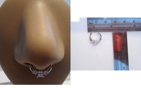 Surgical Steel Silver Fake Faux Clear Crystal Princess Septum Hoop Ring 18 gauge - I Love My Piercings!