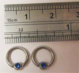 Surgical Steel Dark Blue Gem Crystal Small Hoops Tragus Rook Piercing 16 gauge 16g