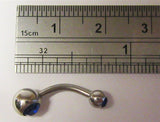 Surgical Steel VCH Hood Gem Top Curved Barbell Dark Blue Crystal 14 gauge 14g - I Love My Piercings!