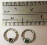 Surgical Steel Dark Green Gem Crystal Small Hoops Tragus Rook Piercing 16 gauge
