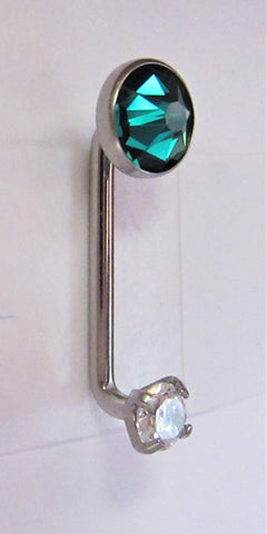 Internally Threaded Green Clear Flat Gem CZ VCH Jewelry Clitoral Hood 14 gauge - I Love My Piercings!