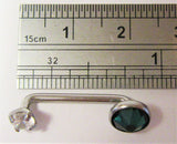 Internally Threaded Green Clear Flat Gem CZ VCH Jewelry Clitoral Hood 14 gauge - I Love My Piercings!