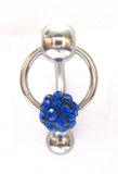 Dark Blue Crystal Ball Dangle Bar VCH Jewelry Clit Clitoral Hood Ring 14 gauge - I Love My Piercings!